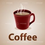 Red Coffee Mug on Brown Background